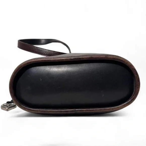 Vintage Brighton Bergson Croc Embossed Leather Bucket Bag Brown Black - Picture 5 of 9